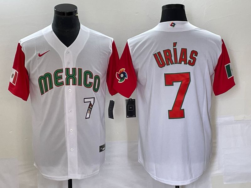 Men 2023 World Cub Mexico #7 Urias White orange Nike MLB Jersey1->more jerseys->MLB Jersey